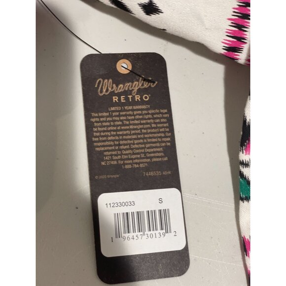 Wrangler Womens Retro Off-Shoulder Boho Top White Pink & Black Size Small - Picture 13 of 14